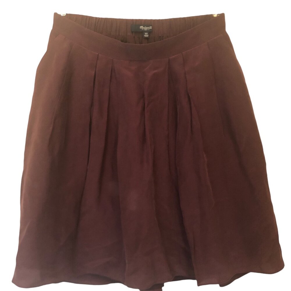 Madewell silk-blend plum circle mini skirt w/ pockets sz XS